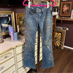 Y2K X2 Denim Laboratory Embellished Flare Jeans Size 26